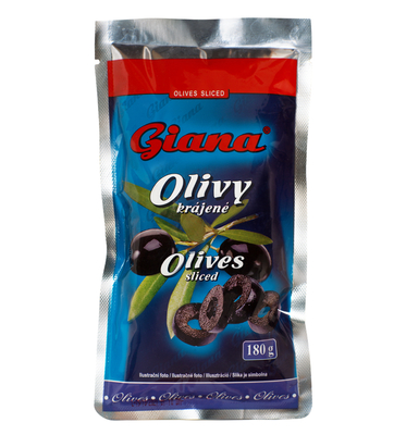 Čierne olivy krájané v slanom náleve 180 g